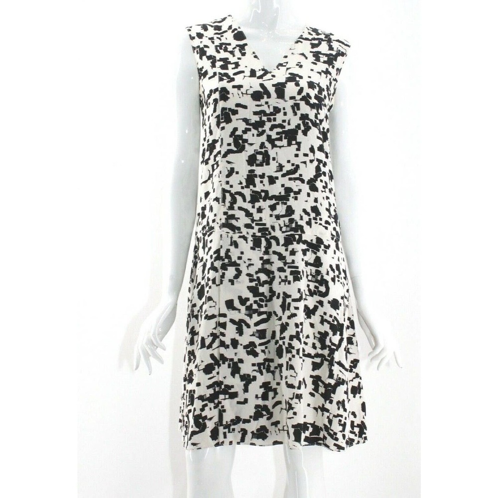 Vince Geometric Confetti Print Silk Pleat Dress 4